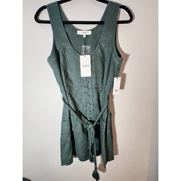 Joie Priya Waist Linen Romper in Jungle Green Size M Resort Wear Casual NWT - Picture 4 of 12